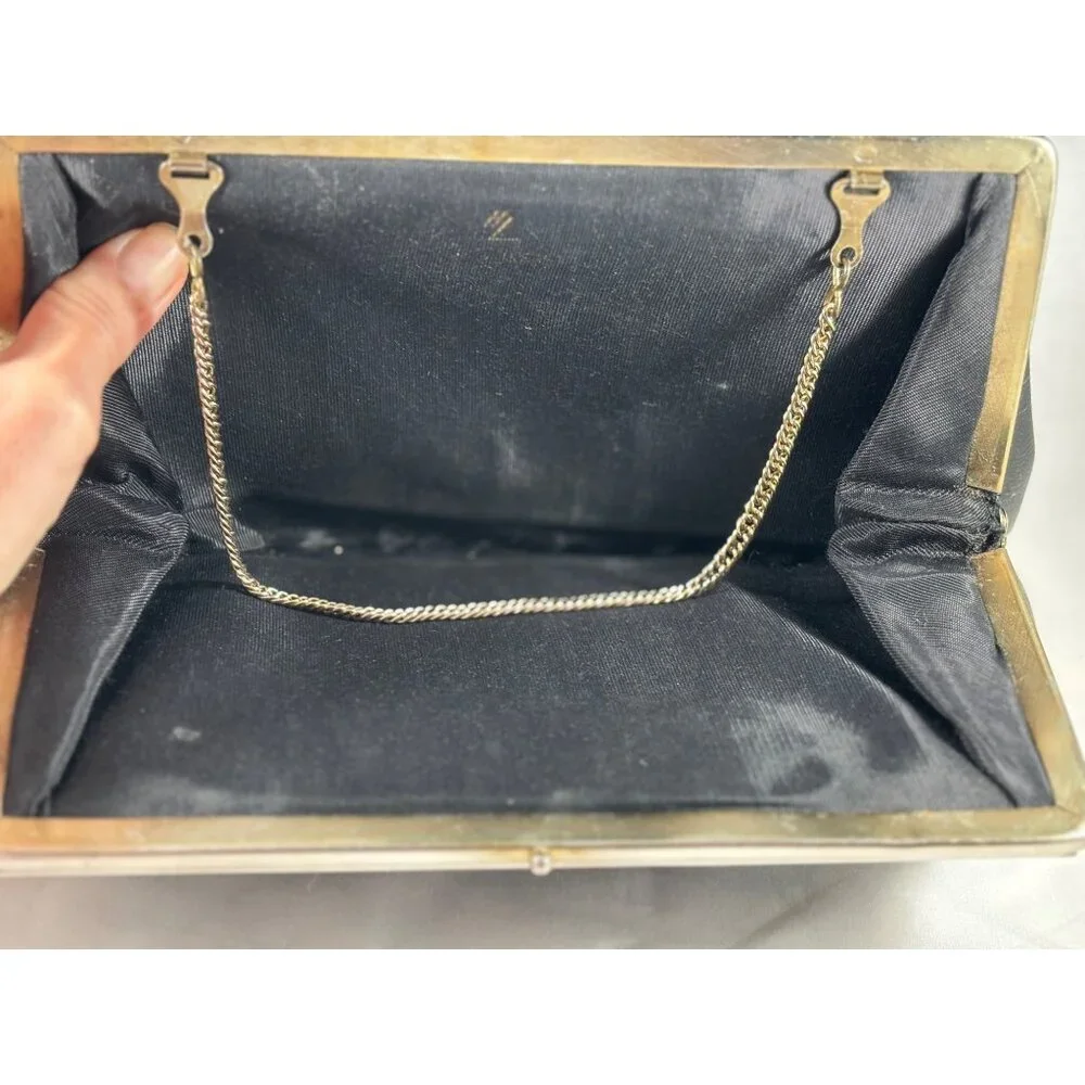 Black Clutch Evening Bag Harry Levine HL Purse USA Silver Hardware Vintage - Picture 8 of 8